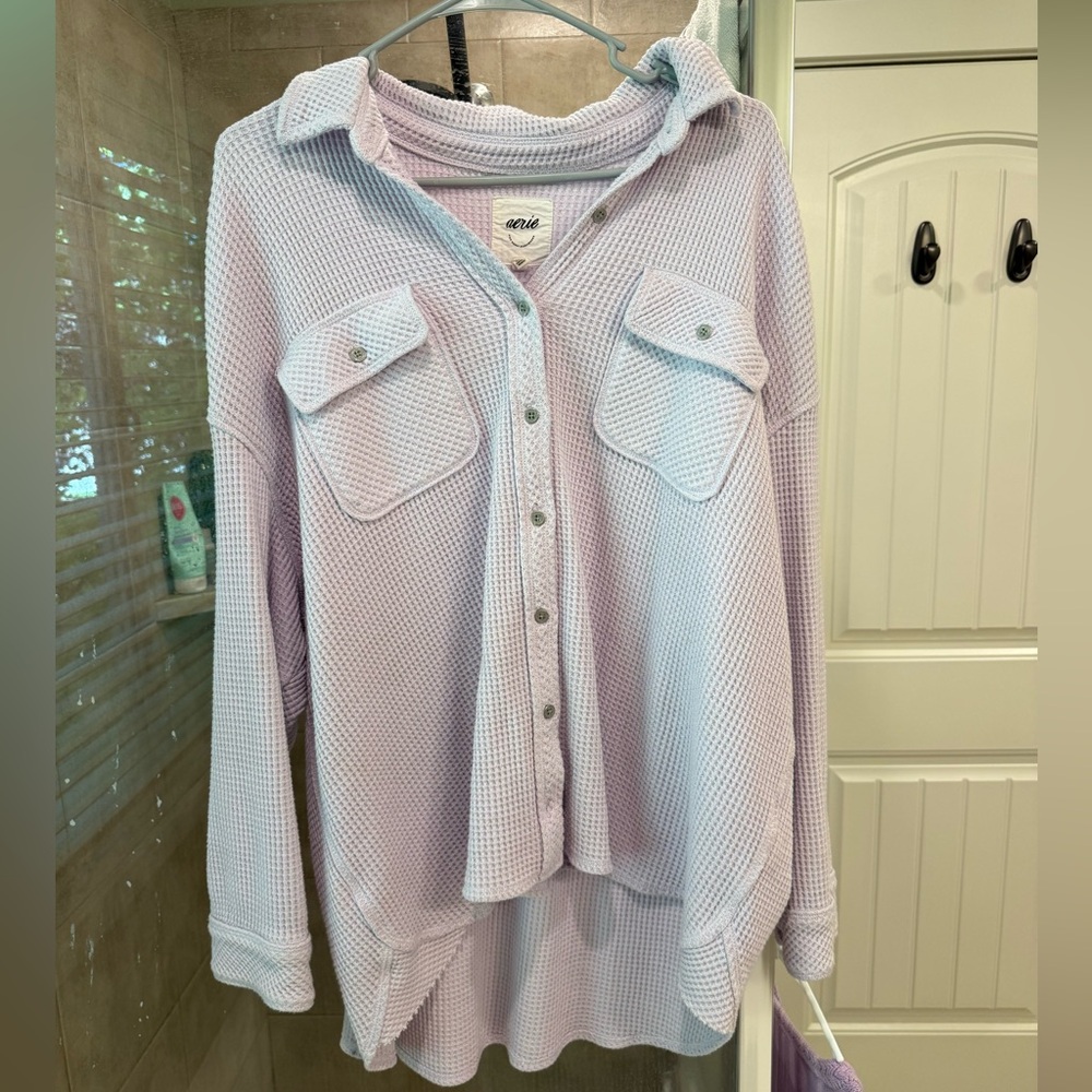 Aerie Lilac Lumberjane Waffle Shirt